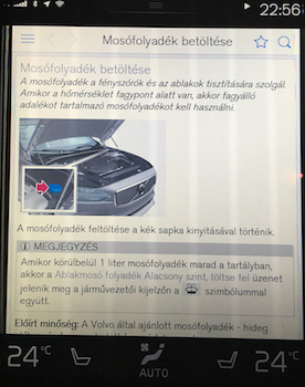 Az autó figyelmeztet, ha teendőnk van, a felhasználói kézikönyv pedig elérhető az érintőkijelzőn át.