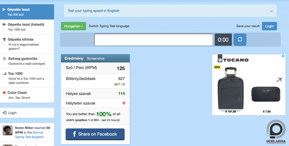 Lehet rajta gyorsan gépelni.