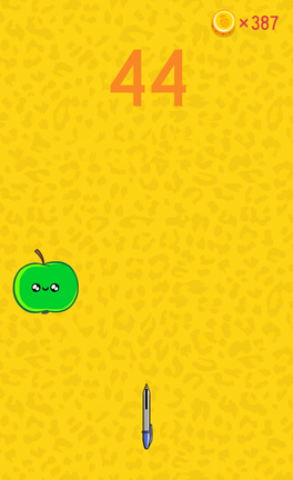 Amekkora félelmet lehet látni a játék ikonján, annyira várják a gyümölcsök a beléjük fúródó tollat