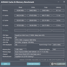 Az i7-7700K és i5-7600K cache és memóriasebessége