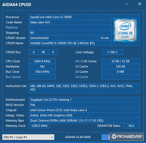 Az i7-7700K és i5-7600K CPU-Z-ben és AIDA64-ben