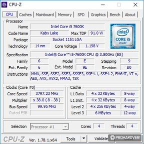 Az i7-7700K és i5-7600K CPU-Z-ben és AIDA64-ben