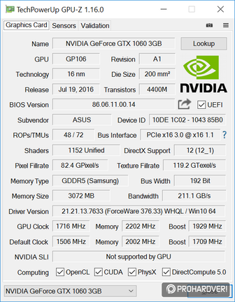 Az ASUS GeForce GTX 1060 3 GB Dual tuningja