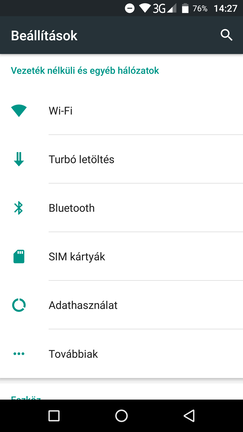 Rendre visszaköszönnek a gyári Androidból származó menüpontok
