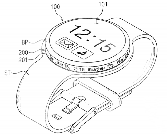 Samsung okósóra tervrajz, kijelzővel a gyűrű szélein