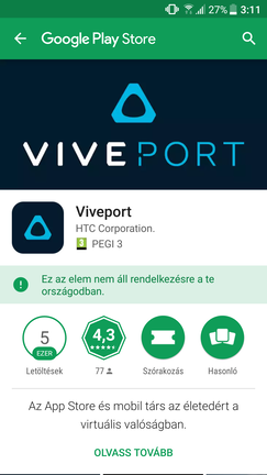 Ezt az ablakot kapjuk, ha megnyitnánk a Viveport alkalmazást. Köszönjük.