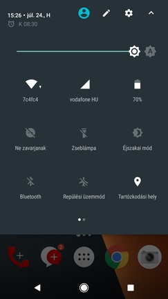 Alkalmazásmenü és kétlépcsős értesítési függöny