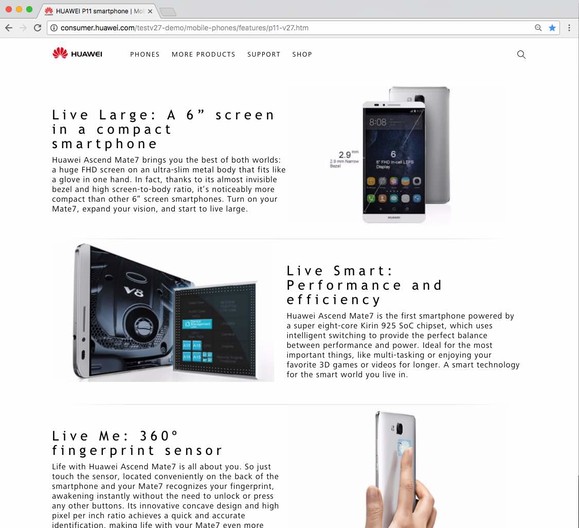 Az állítólagos Huawei P11 tesztoldal, máshonnan összeollózott képekkel is információkkal