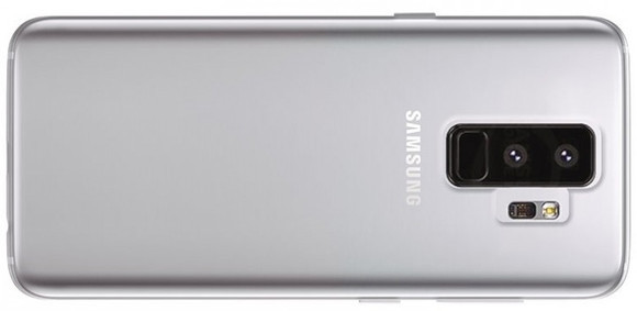 Az S9+ ezüstben átlátszó védőtokkal