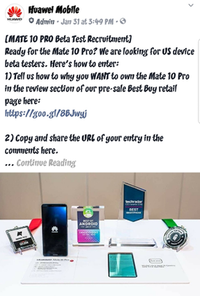 A Huawei pozitív vélemények írására buzdítja az amerikai felhasználókat (forrás: 9 to 5 Google) [+]