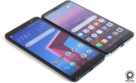 A HTC U11+ a Huawei P20 Pro mellett