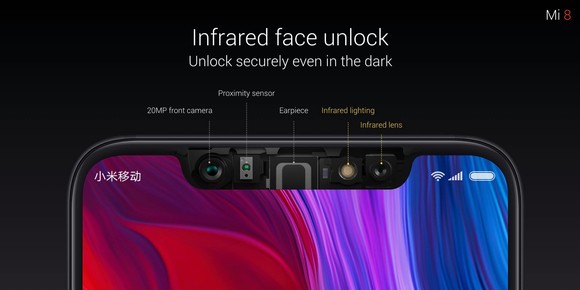 A Mi 8 szenzorszigete és infrás arcazonosító rendszere