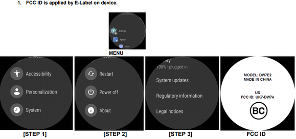 Részlet a Fossil DW7E2 FCC-s dokumentációjából