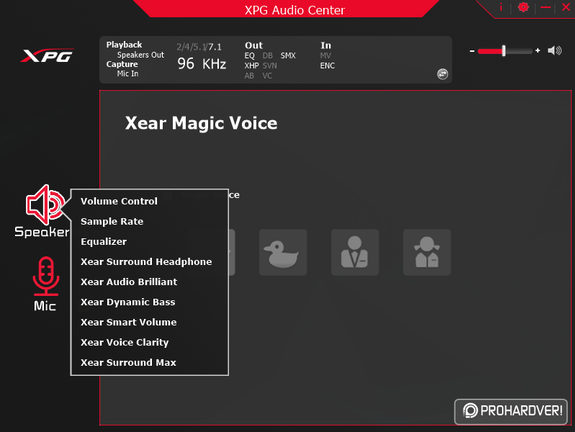 XPG Audio Center - beállítások