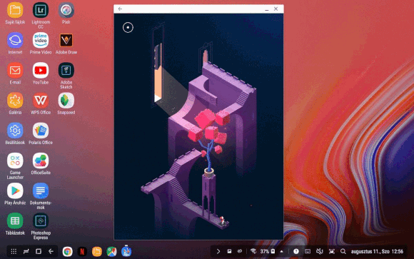A Monument Valley és hasonló állónézetes játékok, appok alapból ablakosan jelennek meg és teljes képernyőn sem fordulnak el
