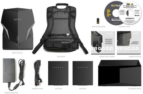 Zotac VR GO 2.0 tartozékok