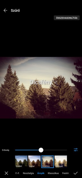 A DNG fájl feldolgozása és effektezése a Mate 20 Pro galériájában