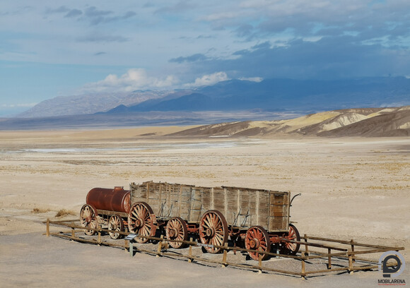 A Harmony Borax Works, egykóri bórax feldolgozó üzem Mustard Canyon mellett