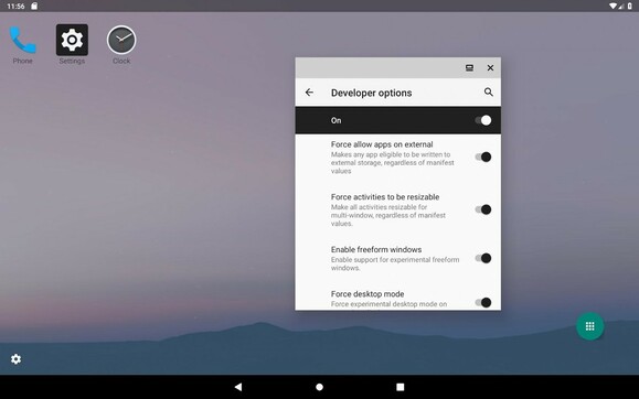 Az Android Q asztali felülete