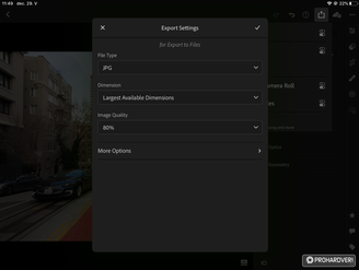 A Lightroom exportálási beállításai