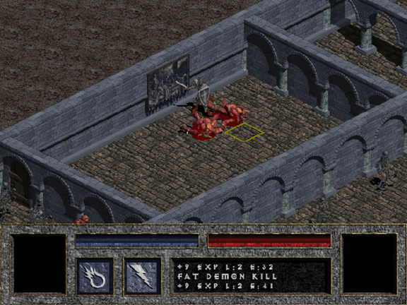 A játék körökre osztott verziójából kevés kép maradt fent, ez az egyik – a kurzor és a lovagszerű főszereplő árulkodnak erről.