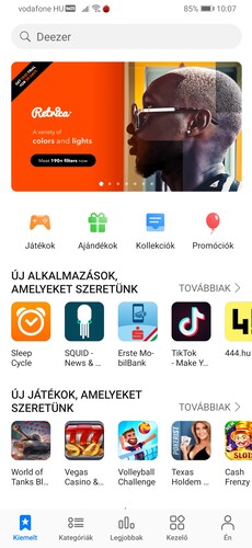 Alkalmazásbolt itt még a Google-től is van, jobb oldalt egyébként az AppGallery látható