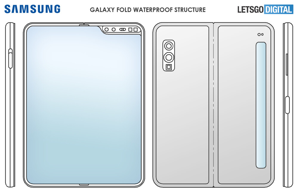 A Samsung által benyújtott formatervezési minta a Letsgodigital által kiszínezve