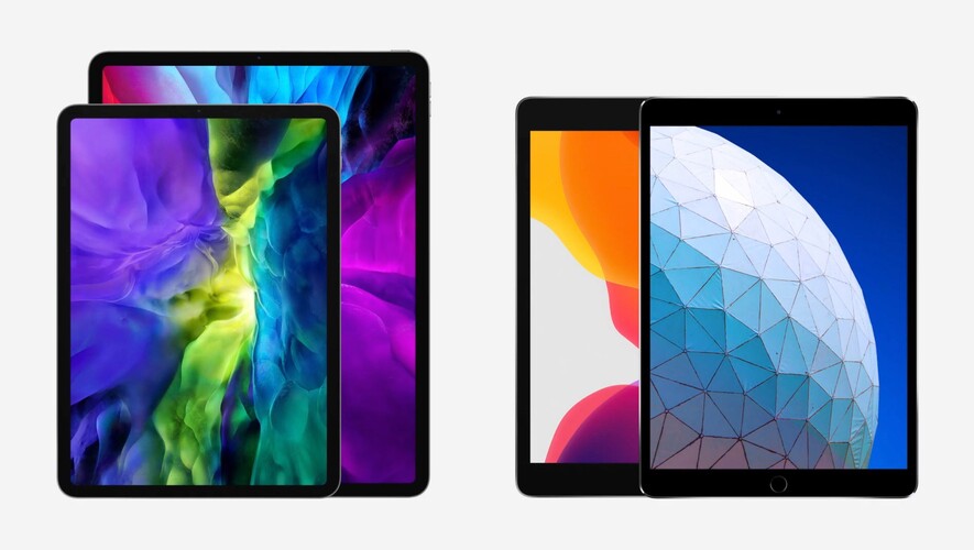 Balra iPad Air (2020), jobbra sima iPad (2020, 8th gen)