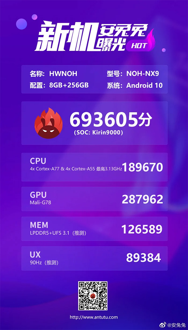 A Huawei Mate 40 Pro állítólagos AnTuTu eredménye