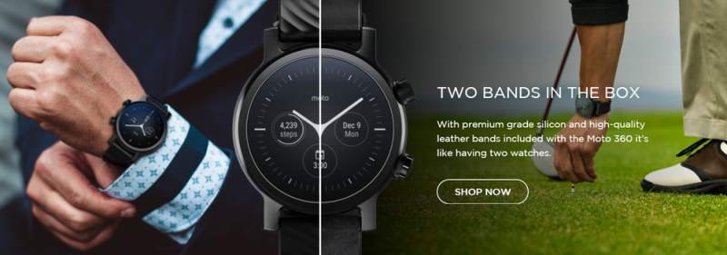 Az új Moto 360-hoz két szíj jár, egy szilikon és egy bőr.