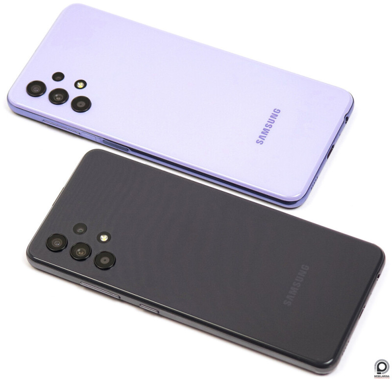A Galaxy A32 4G sötétszürkében, az 5G lilában