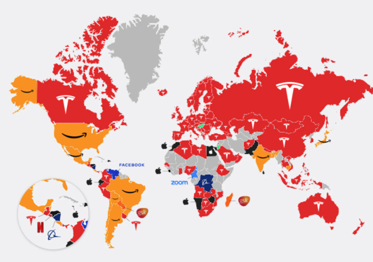 A Nio (zölddel jelölve) két országban a legkeresettebb értékpapír