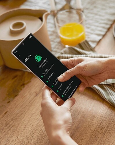 A korábbról kiszivárgott és a végleges mintafotók között az a fő különbség, hogy utóbbi nem említ arcalapú feloldást