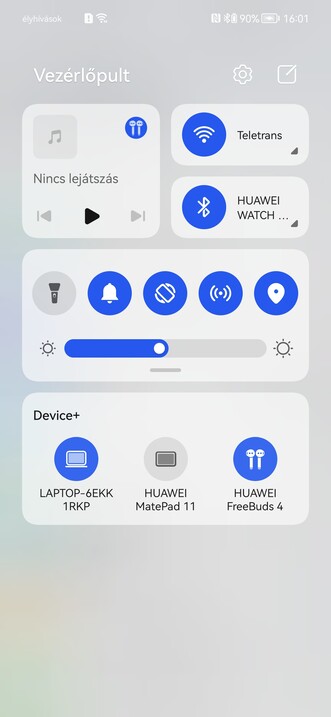 A Vezérlőpult a Device+ füllel, a Huawei Egészség App, valamint az AI Life a Nova 9-en