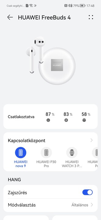 A Vezérlőpult a Device+ füllel, a Huawei Egészség App, valamint az AI Life a Nova 9-en