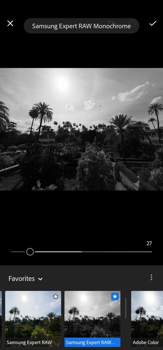 Az Adobe Lightroom for Samsung különféle beállításai