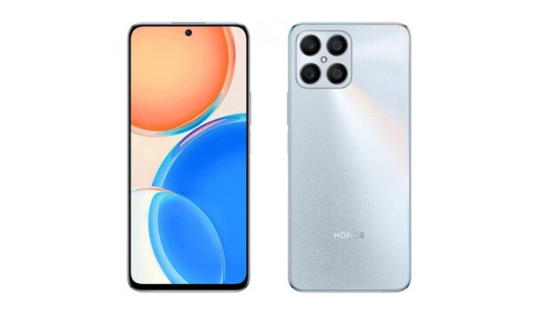A Honor X8 ezüst színben és render a Honor Magic4 Lite-ról feketében.