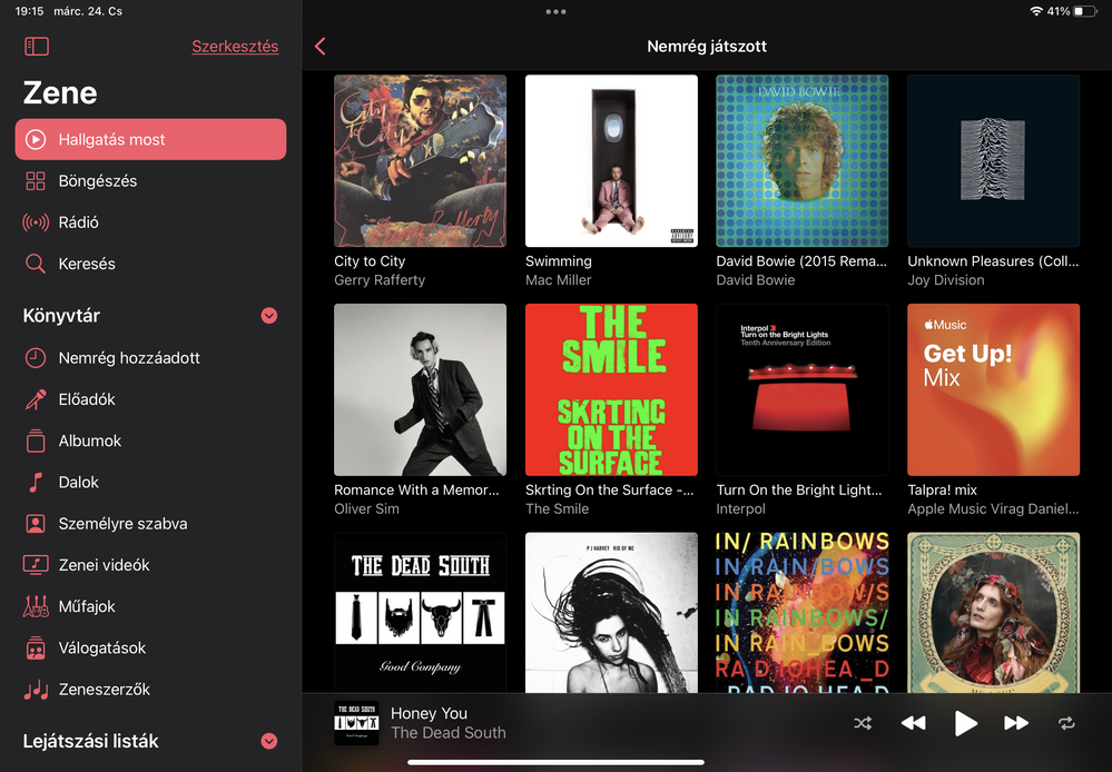 Az Apple saját szoftverei, így az Apple Music is jól alkalmazkodik a táblagép nagy kijelzőjéhez.