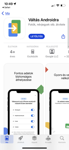 Így néz ki a Váltás Androidra alkalmazás.