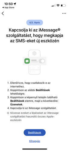 Ha nem megy a QR kódos módi, manuálisan is össze lehet csatolni a két telefont. Az iMessage és iCloud Fotók miatt külön figyelmeztet is a program.