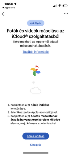 Ha nem megy a QR kódos módi, manuálisan is össze lehet csatolni a két telefont. Az iMessage és iCloud Fotók miatt külön figyelmeztet is a program.