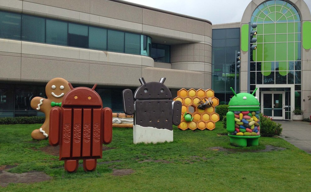 Android főverzió szobrocskák a Google campusán