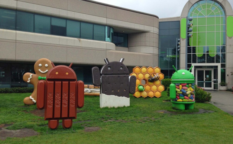 Android főverzió szobrocskák a Google campusán