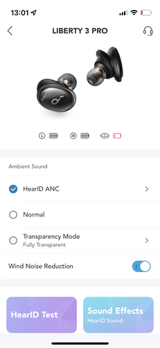 Főképernyő, csatlakoztatott eszközök és frissítés a Soundcore alkalmazásban.