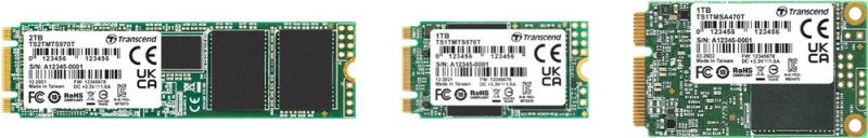 Balról jobbra: Transcend MTS970T, MTS570T/MTS570T-I és MSA470T/MSA470T-I