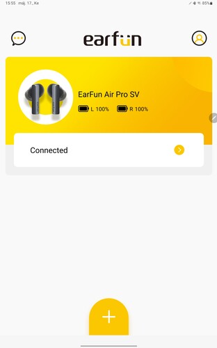 Az alkalmazás főoldala, a fülhallgató oldala és az EQ.