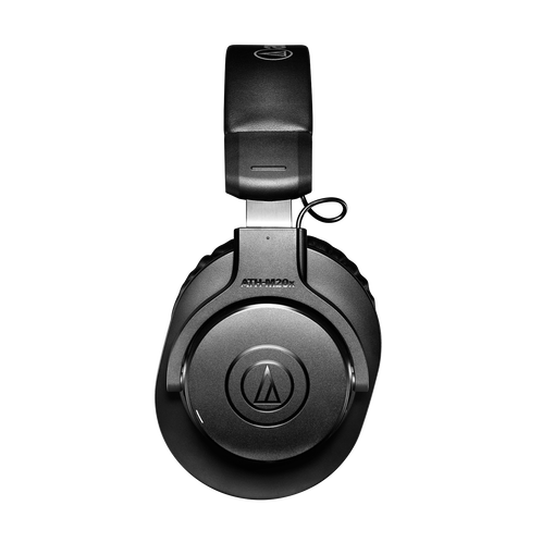 A fejhallgató oldalról és a tartozék kábelek.