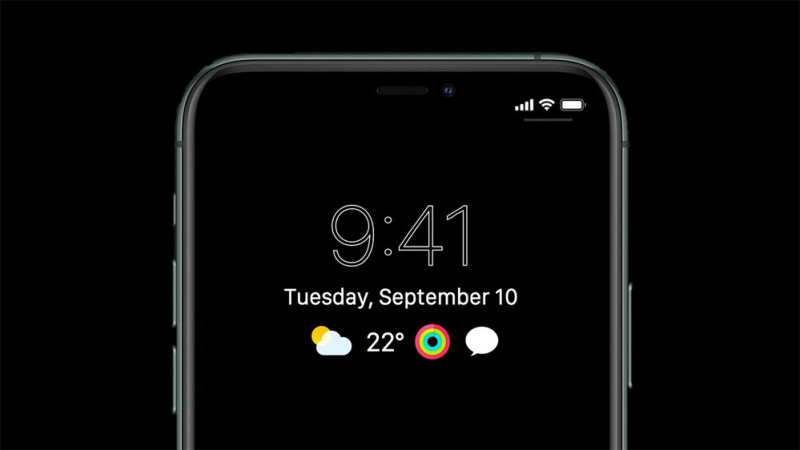 Koncepció arról, milyen lehetne az AoD iPhone-on.