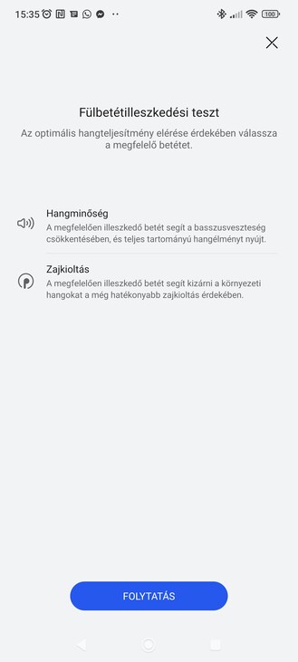 Illeszkedési teszt az AI Life alkalmazásban.