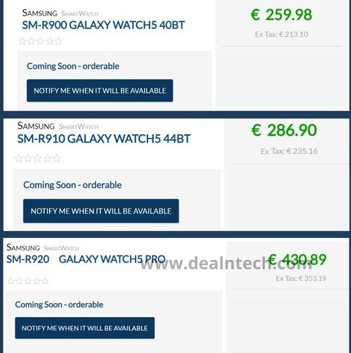 Így alakul majd a Galaxy Watch 5-ös széria árazása.